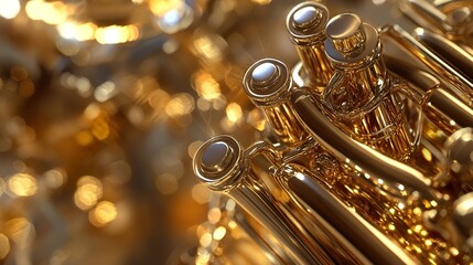 Fototapeta premium Golden Euphonium: A Symphony of Brass and Light
