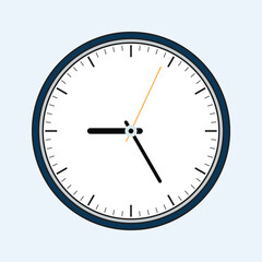 Flat Illustration of a Clock Showing a Specific Time