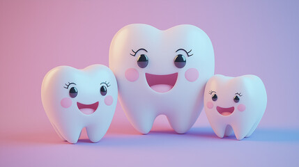 Fototapeta premium Tooth family character 3D