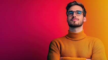 Obraz premium Handsome Young Man Posing in Front of a Colorful Background