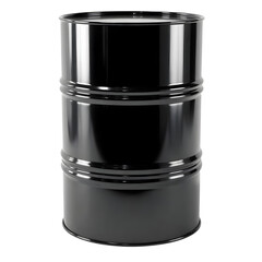 black industrial oil drum isolated on transparent background 