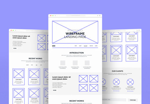 Line Wireframe Layout For Portfolio Landing Page