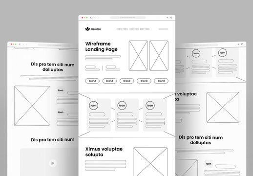 Minimal Corporate Website Wireframe Landing Page UI UX Layout