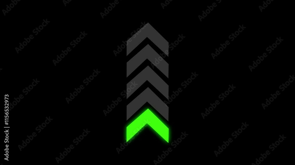 Poster dynamic arrow direction sign animation on black background with looping upward motion concept. over 
