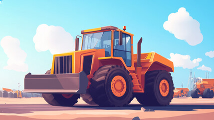 Fototapeta premium Front loader from the particles. Front loader consists of circles and points. Vector illustration.