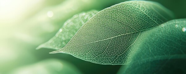 Obraz premium Foliage green concept. Close-up of green leaves showcasing detailed textures and vibrant colors.