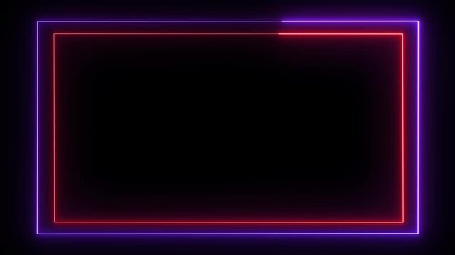 Vibrant glowing neon frame with animated moving lines on a transparent alpha channel for seamless looping VJ visuals