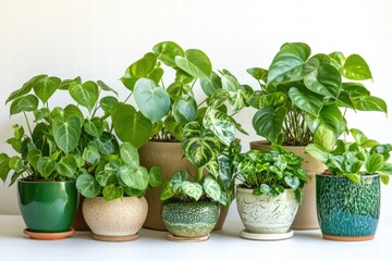 Collection of Green Houseplants in Decorative Pots
