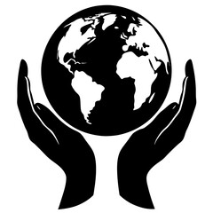 Earth in Hands vector silhouette