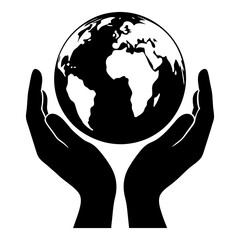 Earth in Hands vector silhouette