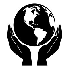 Earth in Hands vector silhouette