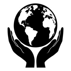 Earth in Hands vector silhouette