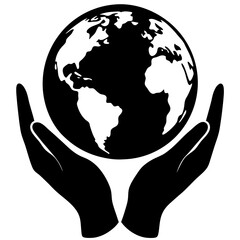 Earth in Hands vector silhouette