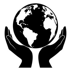 Earth in Hands vector silhouette