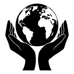Earth in Hands vector silhouette