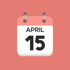 Fototapeta premium April 15 - calendar and Time planner. Daily Calendar Icon reminder. Vector Illustration.