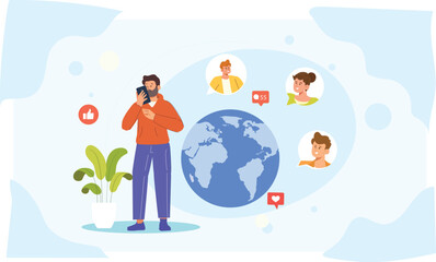 A modern depiction of online grocery delivery services with intuitive app interfaces and fresh produce visuals.