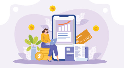 A modern design showcasing mobile apps for budget tracking, expense management, and personal finance growth.