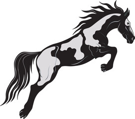 Black and white horse art Vector on white background