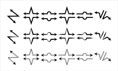 Black arrow collection vector design icon set on white background.