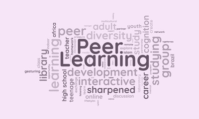 Peer Learning word cloud template. Peer Learning concept vector tagcloud background. vector illustration.