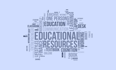 Educational Resources word cloud template. Educational Resources concept vector tagcloud background. vector illustration.