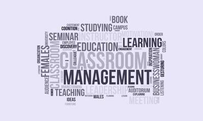 Classroom Management word cloud template. Classroom Management concept vector tagcloud background.