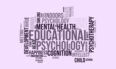 Obraz premium Educational Psychology word cloud template. Educational Psychology concept vector tagcloud background.