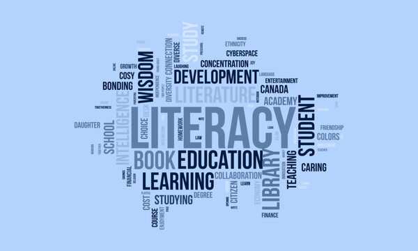 Literacy word cloud template. Literacy concept vector tagcloud background. vector illustration.