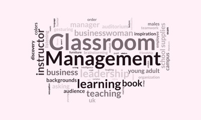 Classroom Management word cloud template. Classroom Management concept vector tagcloud background.