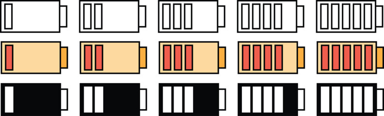 Battery,accumulator power charging levels icon. Editable Stroke