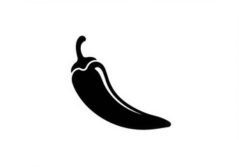 black silhouette, chili pepper, simple icon, minimalist design, vector graphic, solid shape