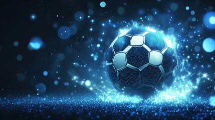 Naklejka premium Football of blue glowing dots. Football vector illustration