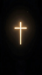Obraz premium A phone HD wallpaper of Jesus Christ in minimalistic style, represented by a simple white cross with a faint glowing halo above, set on a black background.