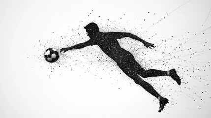 Fototapeta premium Football of the particles. Silhouette of a football player consists of points and circles. Vector illustration.