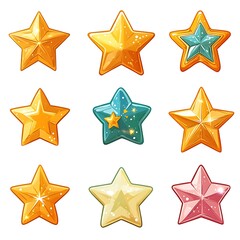 Obraz premium Five 3d star review icon. Customer satisfaction feedback vector 