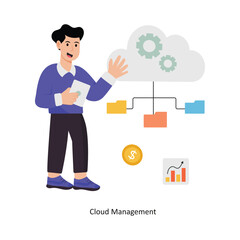 Cloud Management concept vector illustration. Cloud Computing isolated On white Background.    
