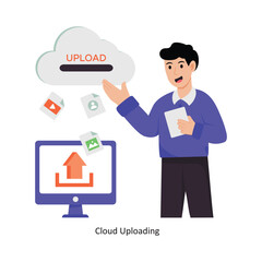 Cloud Uploading    concept vector illustration. Cloud Computing isolated On white Background.     