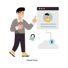 Cloud User concept vector illustration. Cloud Computing isolated On white Background.      