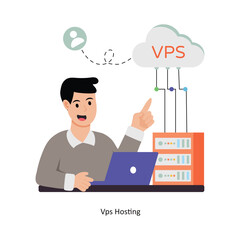 Vps Hosting concept vector illustration. Cloud Computing isolated On white Background.    