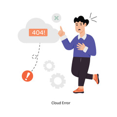 Cloud Error concept vector illustration. Cloud Computing isolated On white Background.       