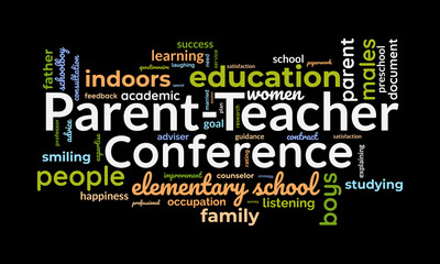 Parent-Teacher Conference word cloud template. Parent-Teacher Conference concept vector tagcloud background. vector illustration.