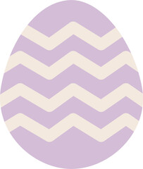 Soft purple Easter egg with zigzag decoration pastel colour isolated hand drawn vector