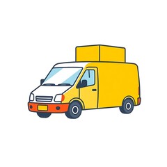 A delivery van icon with a boxy shape, clean lines, and minimalistic features on a pure white background