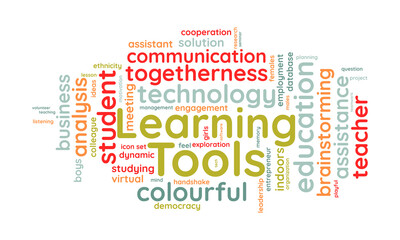 Learning Tools word cloud template. Learning Tools concept vector tagcloud background. vector illustration.