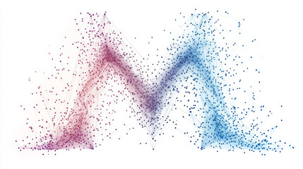 The letter M consists of points, lines and triangles. Vector illustration