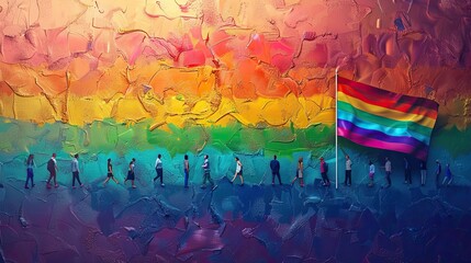 LGBTQ+ pride flag seamlessly blending into a community illustration