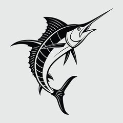 marlin fish silhouette vector design art illustration
