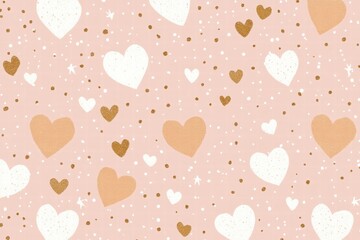 Pink Gold Hearts Pattern Background