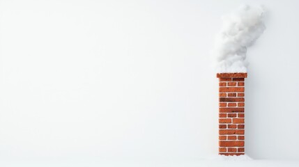 Cozy Brick Chimney with Snow and Smoke in Winter Scene